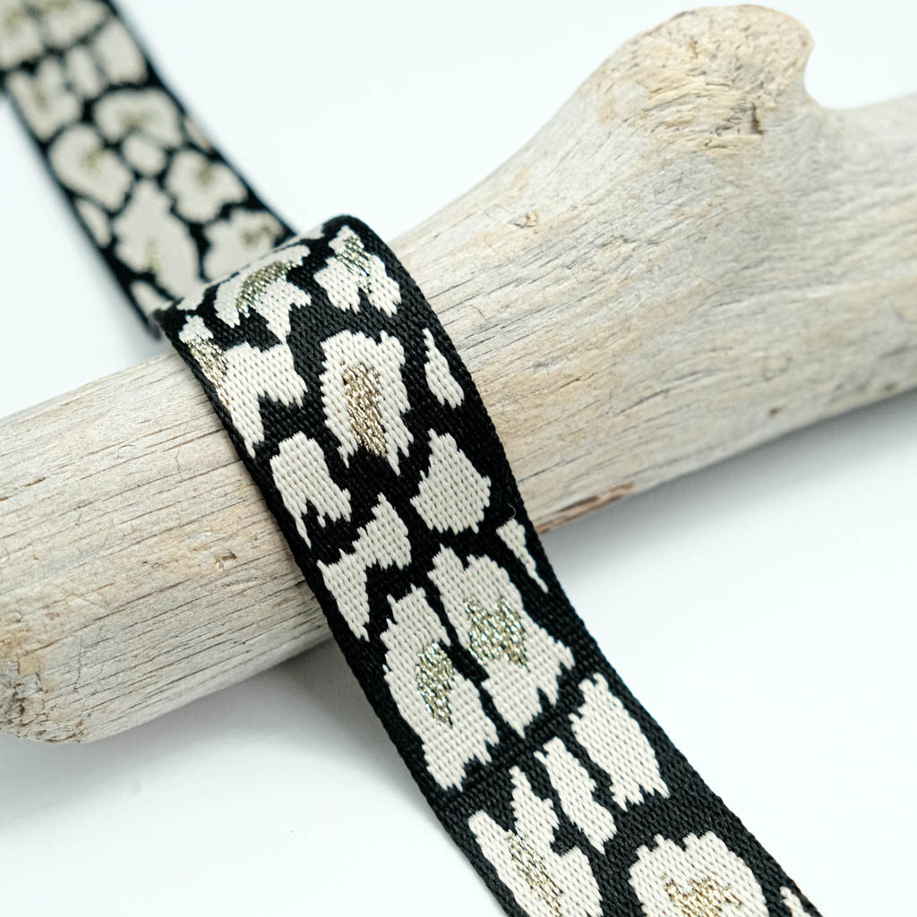 Ecru Lurex Animal Print Strap - Maison Klem